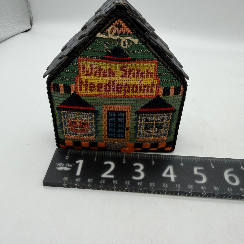 Melissa Shirley Halloween Witch Stitch Needlepoint Haunted House Shelf Sitter - Picture 10 of 11